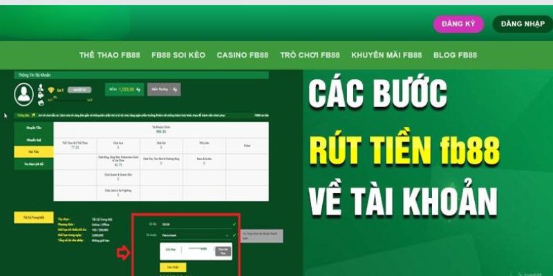 Những bước thực hiện rút tiền FB88